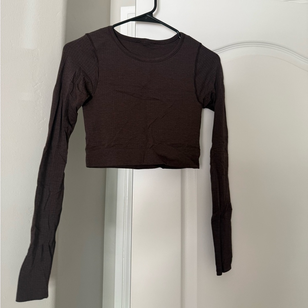 Lululemon Chocolate Brown Ebb to Street Cropped Long Sleeve